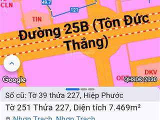 Cần bán gấp lô đất góc 2mt đường trước sau 1/25b hiệp phước, qh full odt, kdc ở kín, sát khu gamuda
