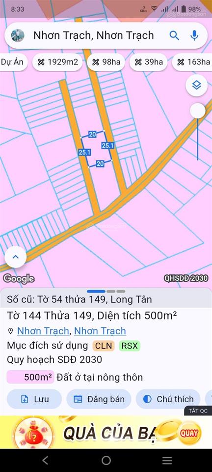 Cần bán gấp vài lô đất đường ôtô 1/đường lý thái tổ & nguyễn hữu cảnh, thổ cư, sát ngã tư long tân