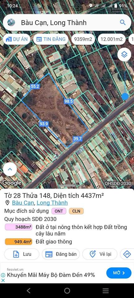Cần bán vài gấp lô đất mt đường chính bàu cạn qh 32m, thổ cư, ngay cổng kcn bàu cạn & sb long thành