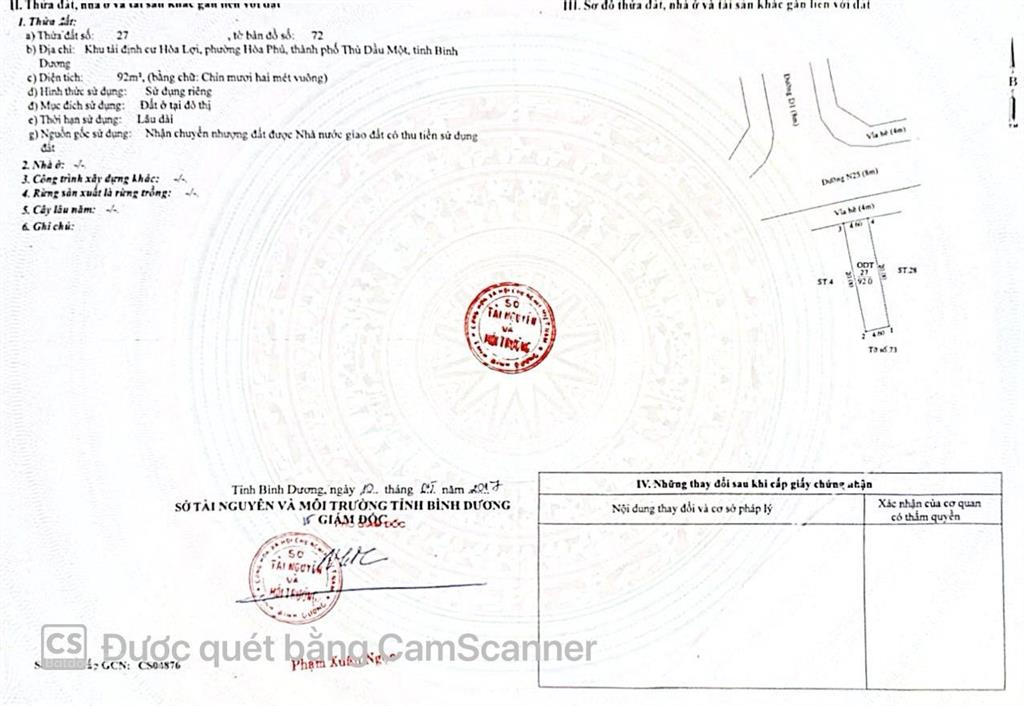 Chính chủ kẹt tiền cần bán gấp lô đất tại trung tâm tp mới phường bình dương giá tốt đầu tư