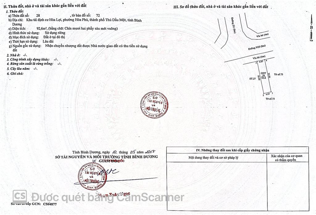 Chính chủ kẹt tiền cần bán gấp lô đất tại trung tâm tp mới phường bình dương giá tốt đầu tư