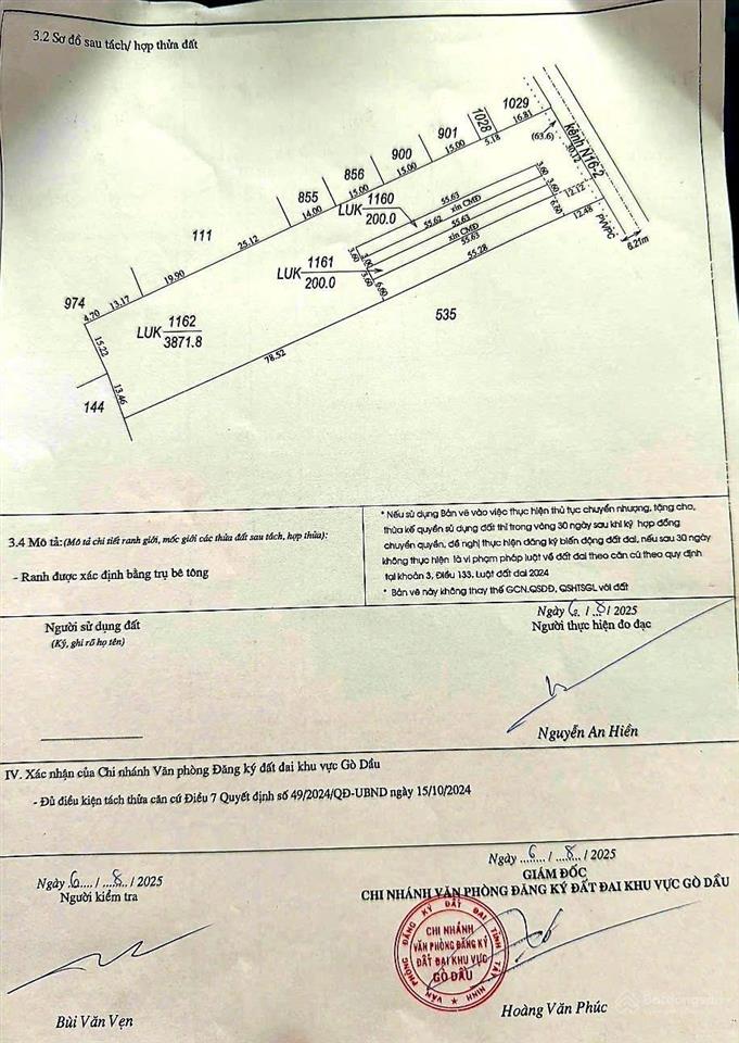 Chính chủ bán đất ngay cổng chính kcn phước đông, dt 4271,8m2 ô tô đỗ mt 30m giá 5,2 tỷ