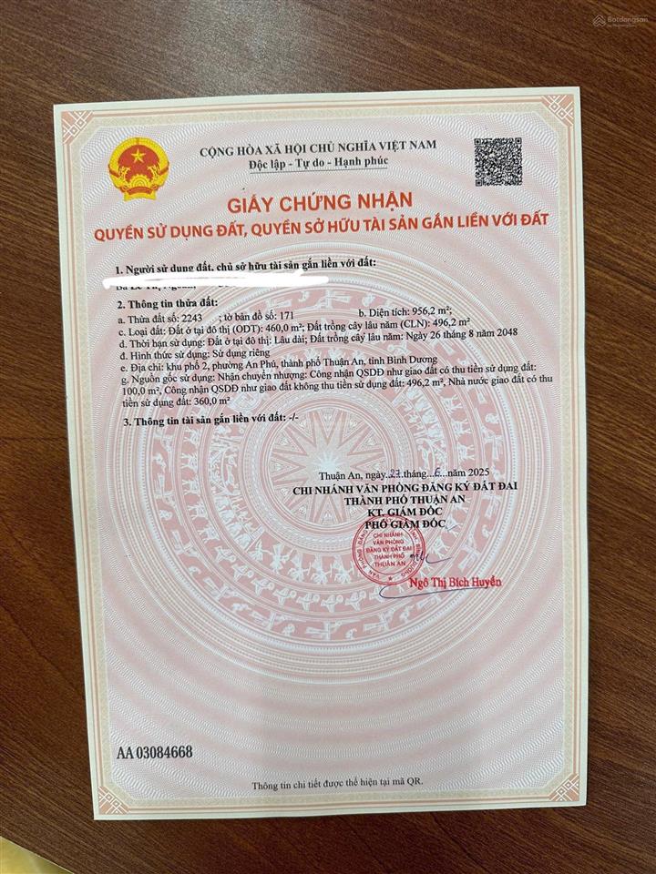 Bán đất hàng hiếm tại đường an phú 6, 20 tỷ, 956 m2, thuận an, bình dương