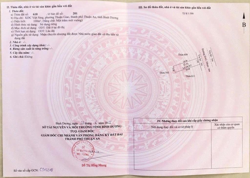 Bán đất đẹp tại da2, thuận giao, thuận an, bình dương, giá cực chất 4 tỷ600 triệu, 100m2