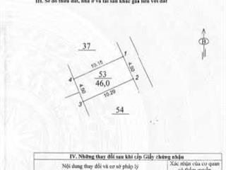 Bán đất ngõ 47 bà triệu, hà đông dt 46m2, mt 4.5m, ngõ ô tô vào, giá 7.7 tỷ