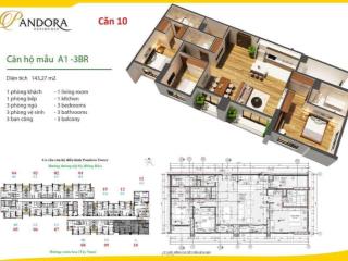 Cô em gửi bán căn hộ hoa hậu to nhất toà pandora triều khúc 143m3( 3 ngủ+1 kho và 3wc) 2 ban công