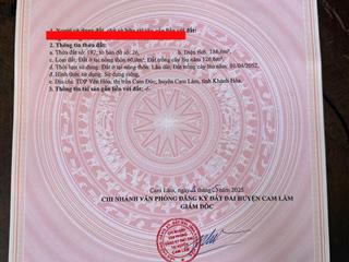 Chủ cần ra nhanh đất đường nguyễn du trung tâm thị trấn cam đức.  0798 347 ***