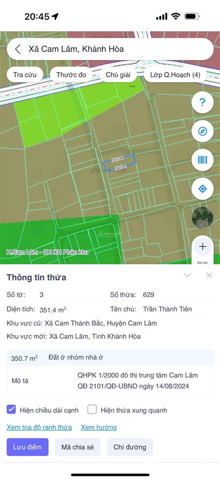 Chính chủ cần ra nhanh đất ở khu dân cư cam thành bắc.  079834762)