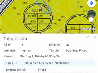 Bán đất biệt thự khu kiến tạo vũng tàu 160m² thổ cư, đường vỉa hè giá đầu tư chỉ 115 triệu/m²