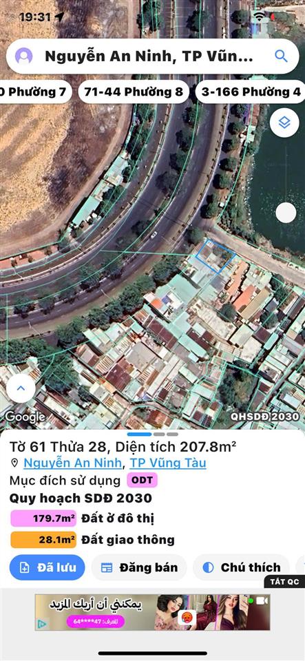Bán đất góc 2 mặt tiền đường bình giã gần vòng xoay dầu khí, thổ cư 100% giá tốt chỉ 90tr/m2