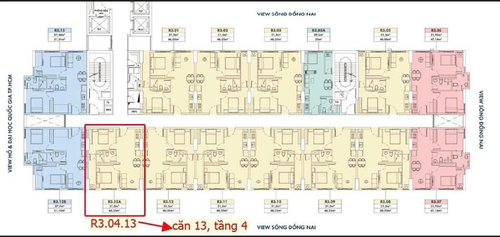 Suất nội bộ 188 triệu cho căn 2pn tại fresia riversid