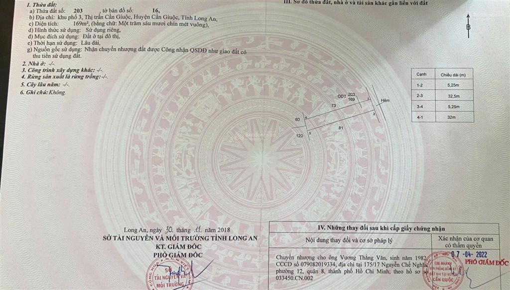 Cần bán 169m2 thổ cư 100% tại khối 3 thị trấn cần giuộc, đường xe tải, giá 2.35 tỷ,  0984 459 ***