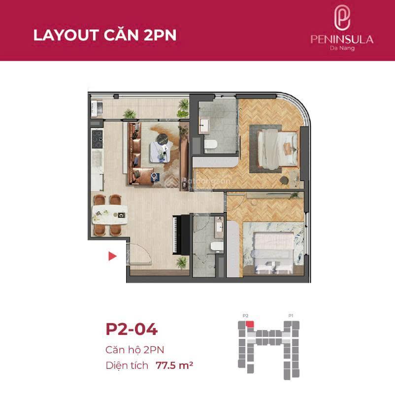 Căn 04 tầng 16 góc 77,6m2. view bao trọn sông núi biển.lựa chọn vàng cho nhà đầu tư