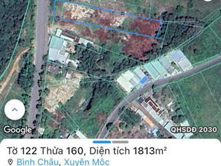Bán đất mặt tiền đường ql 55, xã bình châu, xuyên mộc, bà rịa vũng tàu, dt 1813m2 giá 5.5tr/m2
