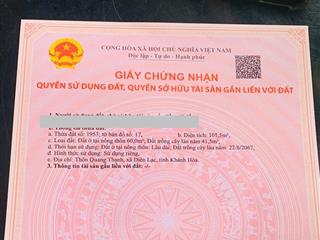 Bán đất diên lạc diên khánh giá rẻ , đường thông, khu dân cư 950tr/lô