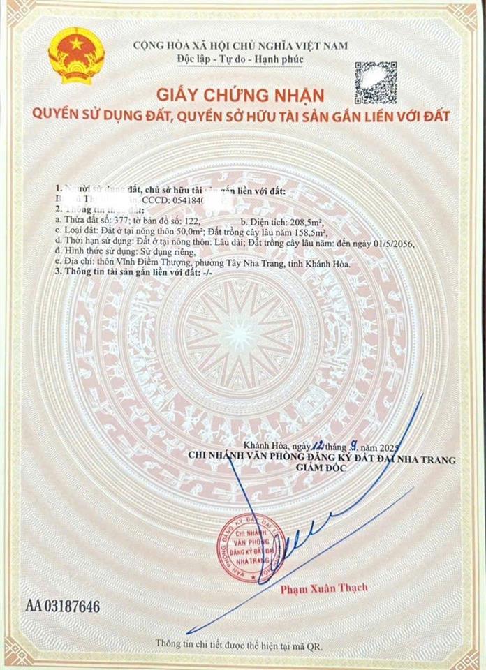 Cần bán gấp nhà vườn cấp 4 vĩnh hiệp, phường tây nha trang