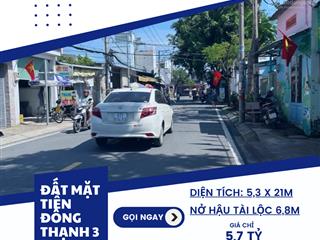 Đất mặt tiền nở hậu tài lộc (5,3x21m nở hậu 6,8m), đường 12m có vỉa hè, sát chợ đông thạnh