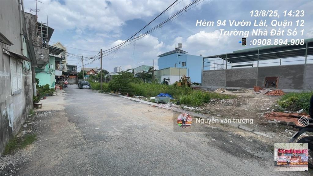 Bán đất mặt tiền hẻm 94 vườn lài vào 1 sẹc hẻm thông ,4mx12.5m hoac 8x12.5 hay 8x21
