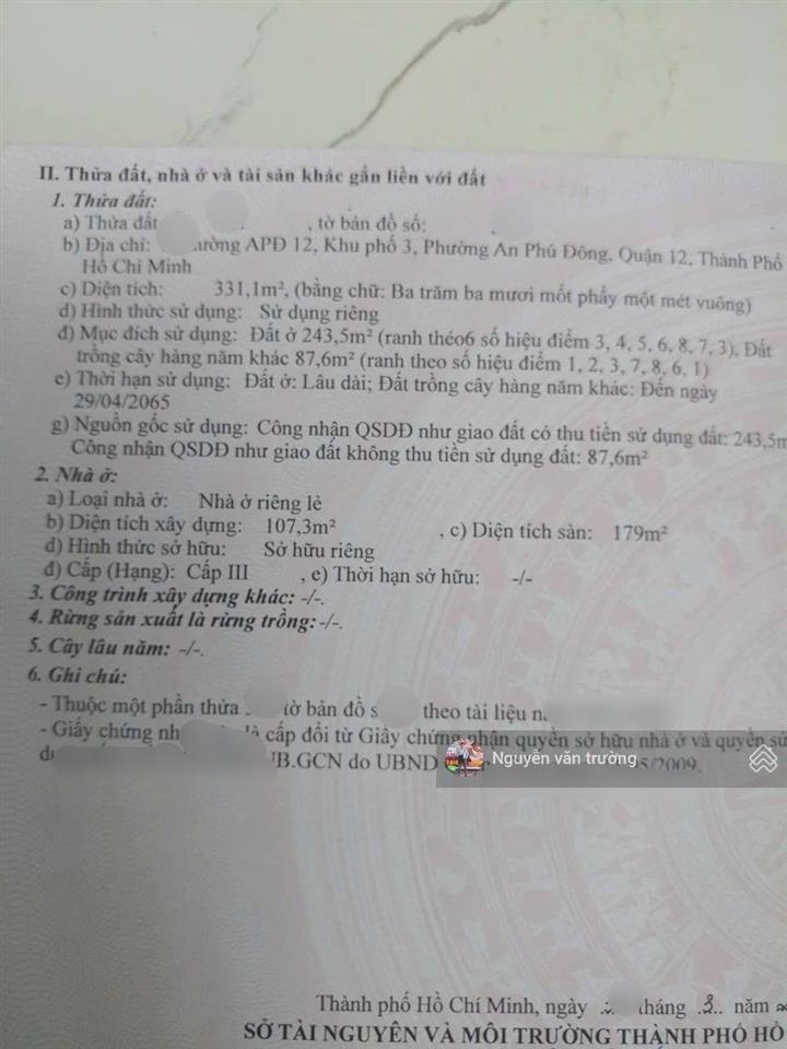 Bán nhà cấp 4 mặt tiền an phú đông 12, giá rẻ 8mx41m