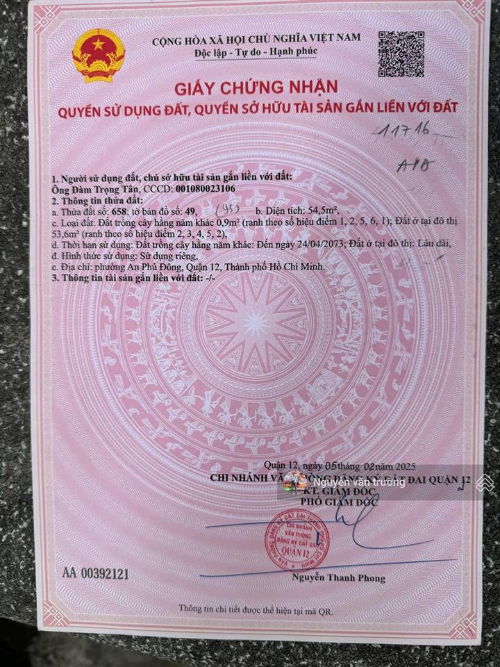Bán đất 1 sẹc sông vàm thuật vườn lài giá tốt đầu tư, đang làm bờ kè