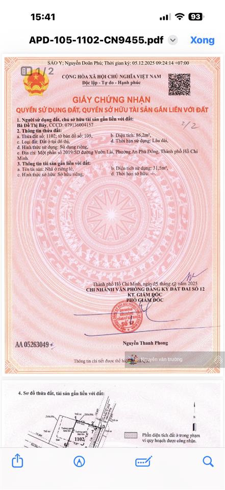 Bán đất mặt tiền hẻm 306 vào 1 sẹc cách cầu sắt qua gò vấp 400m
