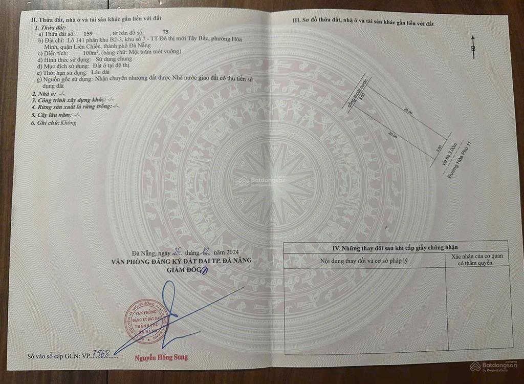 Bán đất đường hoà phú 11  100m2  hướng đông nam