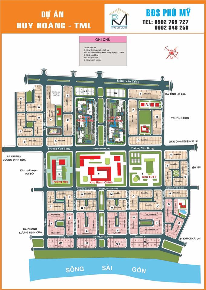 Bán đất da huy hoàng mt nguyễn thanh sơn p. cát lái (quận 2 cũ) dt 8x20m giá 450tr/m2 xd 7 tầng