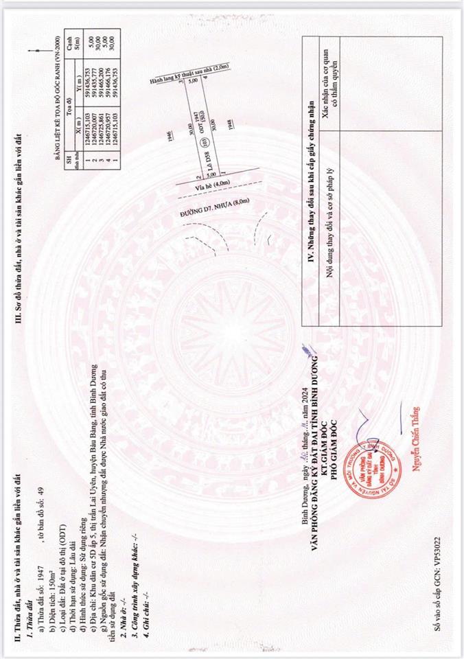 Diện tích 150m2 có sẵn nhà đối diện kcn bàu bằng mặt tiền đường d7 , mtkd sổ sẵn