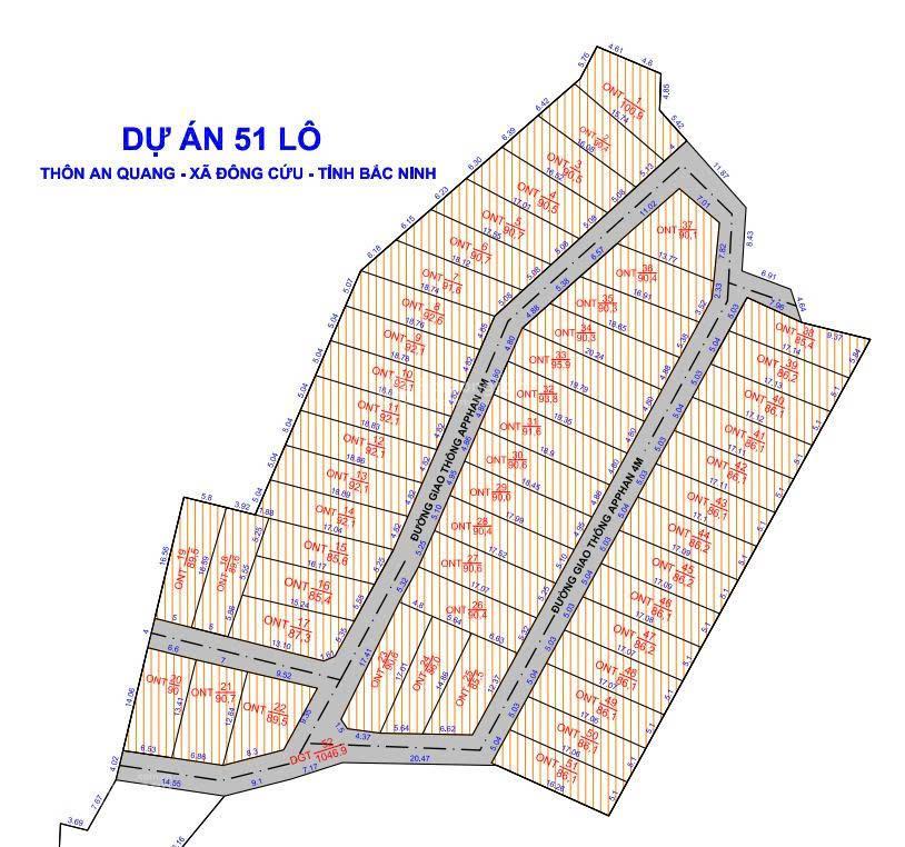 Bán lô đất an quang  lãng ngâm, gia bình, sát ngay chợ núi, gần tl280, dt 92m2 , giá 1 tỷ 600tr