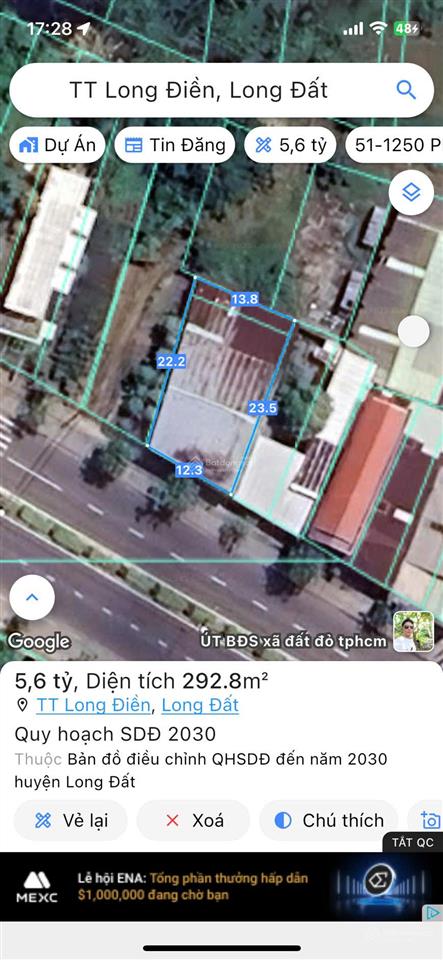 Mặt tiền dương bạch mai  tt long điền