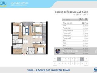 Hiếm! bán căn dt 97m2  viha leciva 107 nguyễn tuân, tk 3 ngủ + 1 phòng đa năng,  0844 866 ***