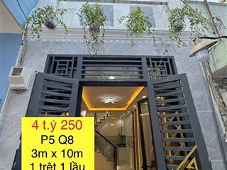 4tỷ250  nhà đẹp đường bùi minh trực p. 5, q. 8. dt 30m2 1 trệt 1 lầu 2pn 2wc