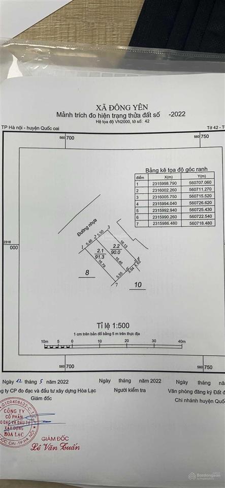 Chính chủ gửi bán 181m2 lô góc full thổ cư mặt đường thôn yên thái, xã đông yên, quốc oai, hn