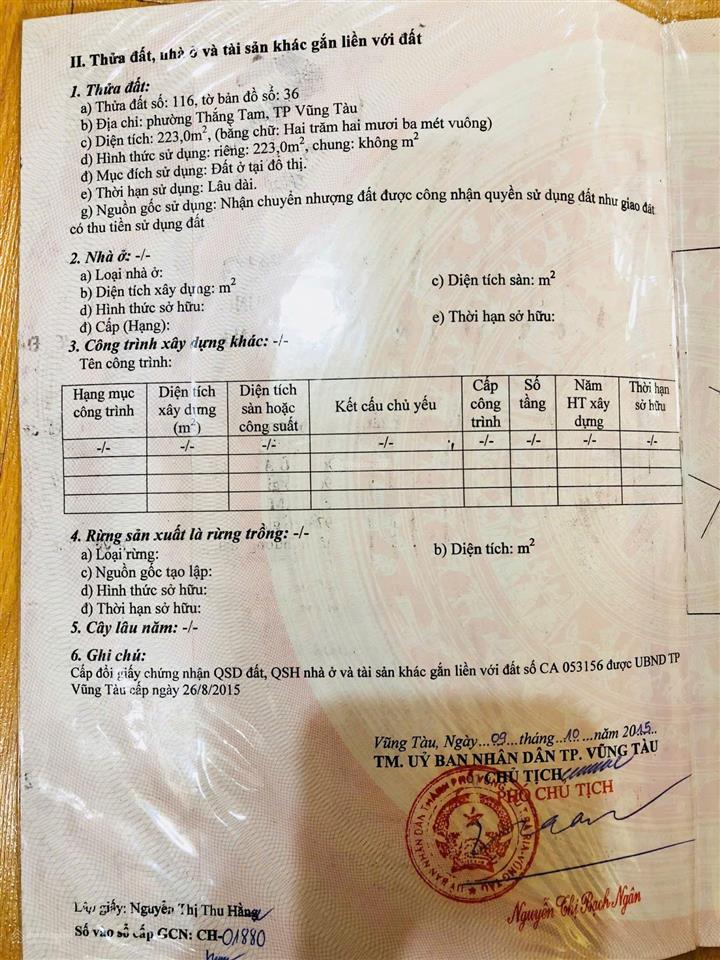 Bán tòa nhà 223m2 mặt tiền gần biển thùy vân. hiện đang cho thuê 150tr/tháng.  0914 653 ***