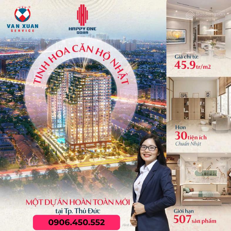 Happy one sora triển khai đợt 1 giá chỉ 45.9 triệu/m2, pháp lý hoàn chỉnh, ngân hàng vietcombank