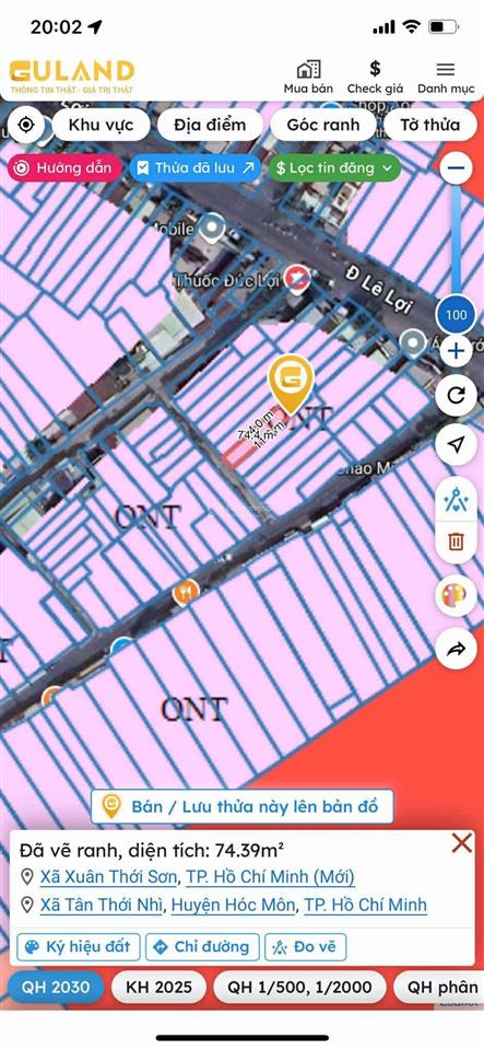 Bán đất hóc môn 74m2, có nhà cấp 4, sổ hồng riêng, chính chủ, giá đầu tư tốt