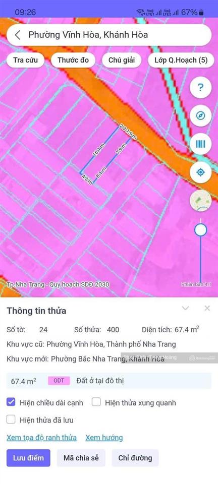 Bán đất mặt tiền nguyễn đức thuận, phường bắc nha trang ( phường vĩnh hoà ) 67,4m2  chỉ 2,52 tỷ
