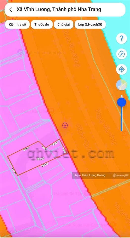 Bán đất 2 mặt tiền đường phạm văn đồng, phường bắc nha trang ( xã vĩnh lương ) 248m2  chỉ 45trđ/m2