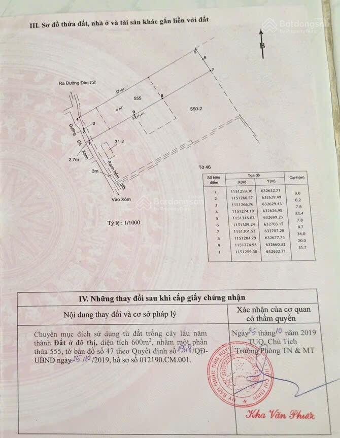 Bán đất đẹp hẻm đào cử trung tâm cần thạnh, cần giờ. 1370  4084m2 giá 30tr/m2