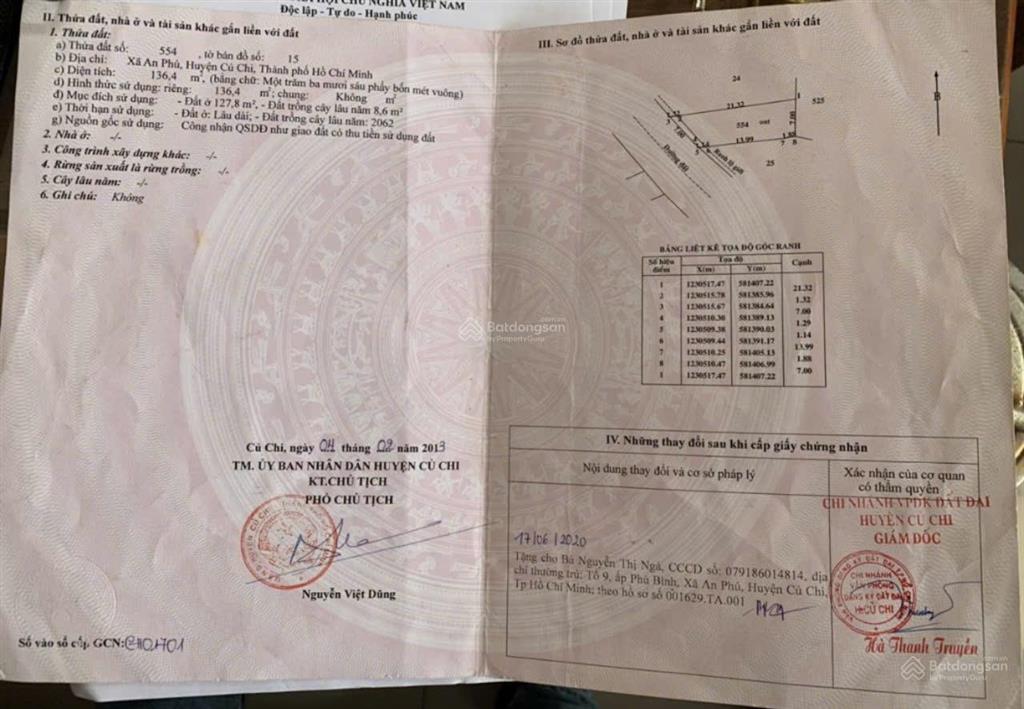 Chính chủ cần bán lô đất mặt tiền đường 802, xã an phú huyện củ chi tp hồ chí minh.
