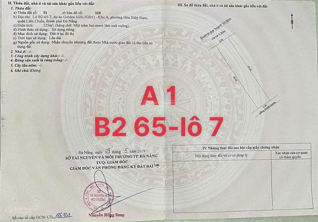 Cần bán lô a2 đường 7.5m b2.59 hoà hiệp nam, liên chiểu khu golden hills 4.35 tỷ cam kết là rẻ đẹp