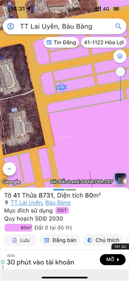 Tôi chính chủ cần bán lô đất 80m2 thuộc kdc đức phát  3 giá 780tr   0911 133 ***