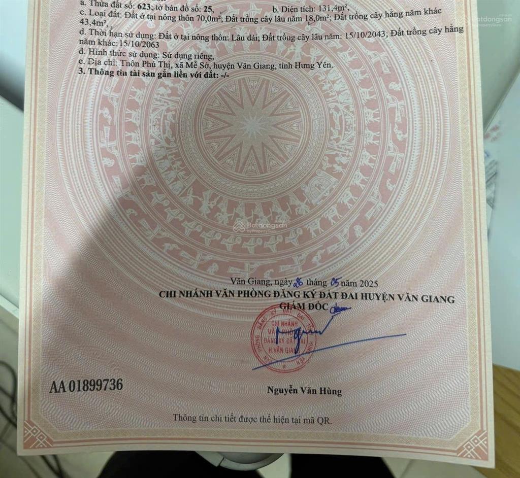 Đất 131m2, mễ sở, văn giang, hưng yên, vành đai 4, đường di sản, 1 nhà ra phố, 3.05 tỷ, 0971 320 ***