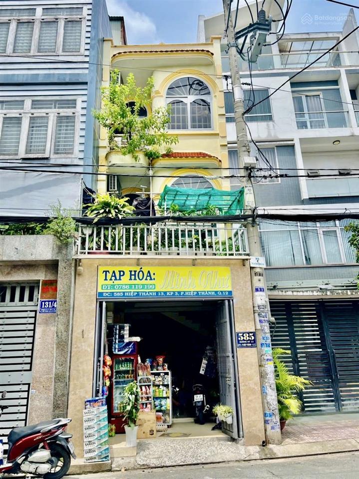 Nhà mt kinh doanh ngay chợ hiệp thành, q12 giáp gò vấp. trệt, 2 lầu, 4pn, 3wc. đường 10m thông