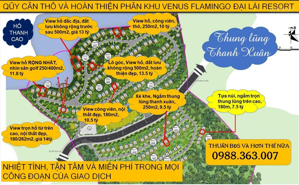 Bán đất đấu giá biệt thự flamingo đại lải resort được tự do xây dựng 180m2 đến 250m2, thế đất cao