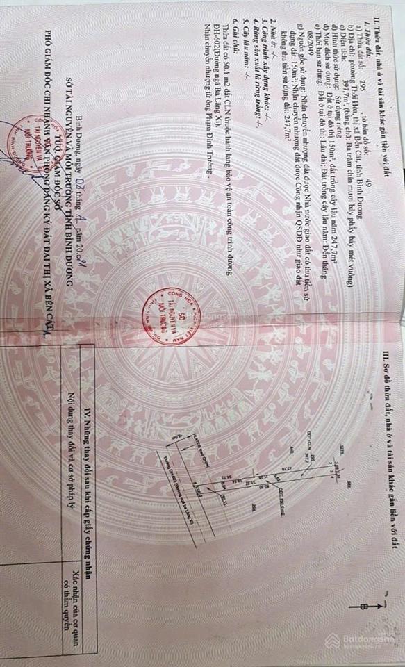 Đất mt ngã ba lăn xi, gần ql14 bến cát dt 10x78, thổ cư 300m2 giá 6.8 tỷ  0901 010 ***