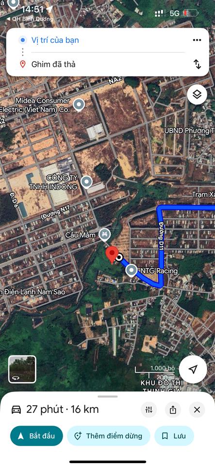 Ban đất phường tân định đường dh616 nhựa thông. dt 9x80m thổ cư 200m2, xây dựng tự do. giá 5,2 tỷ