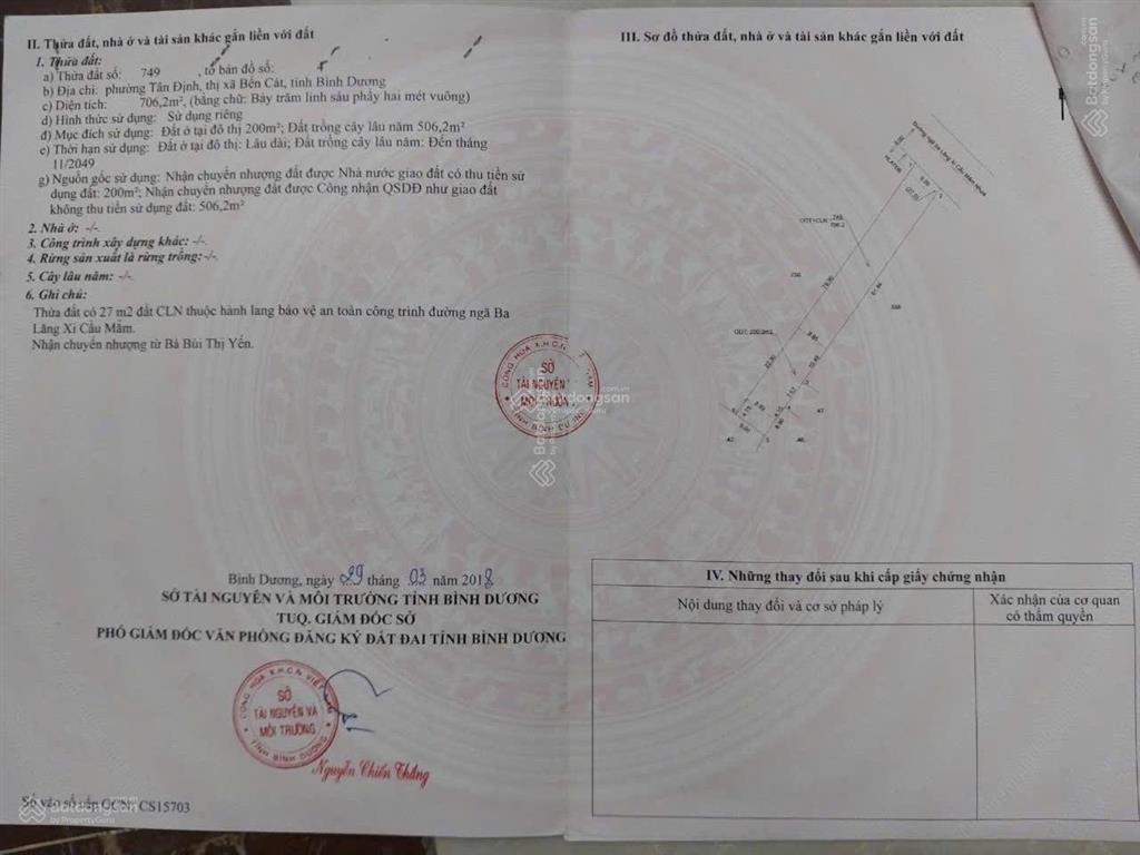 Ban đất phường tân định đường dh616 nhựa thông. dt 9x80m thổ cư 200m2, xây dựng tự do. giá 5,2 tỷ