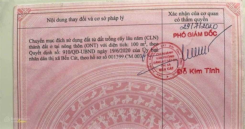 Bán đất mặt tiền kinh doanh phường phú an (bến cát cũ) gần trường thcs tây nam, dt 276m2 tc 100m2