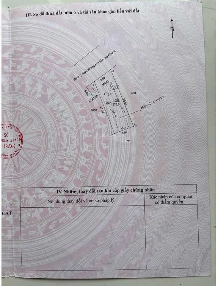 Bán đất mặt tiền kinh doanh phường phú an (bến cát cũ) gần trường thcs tây nam, dt 276m2 tc 100m2